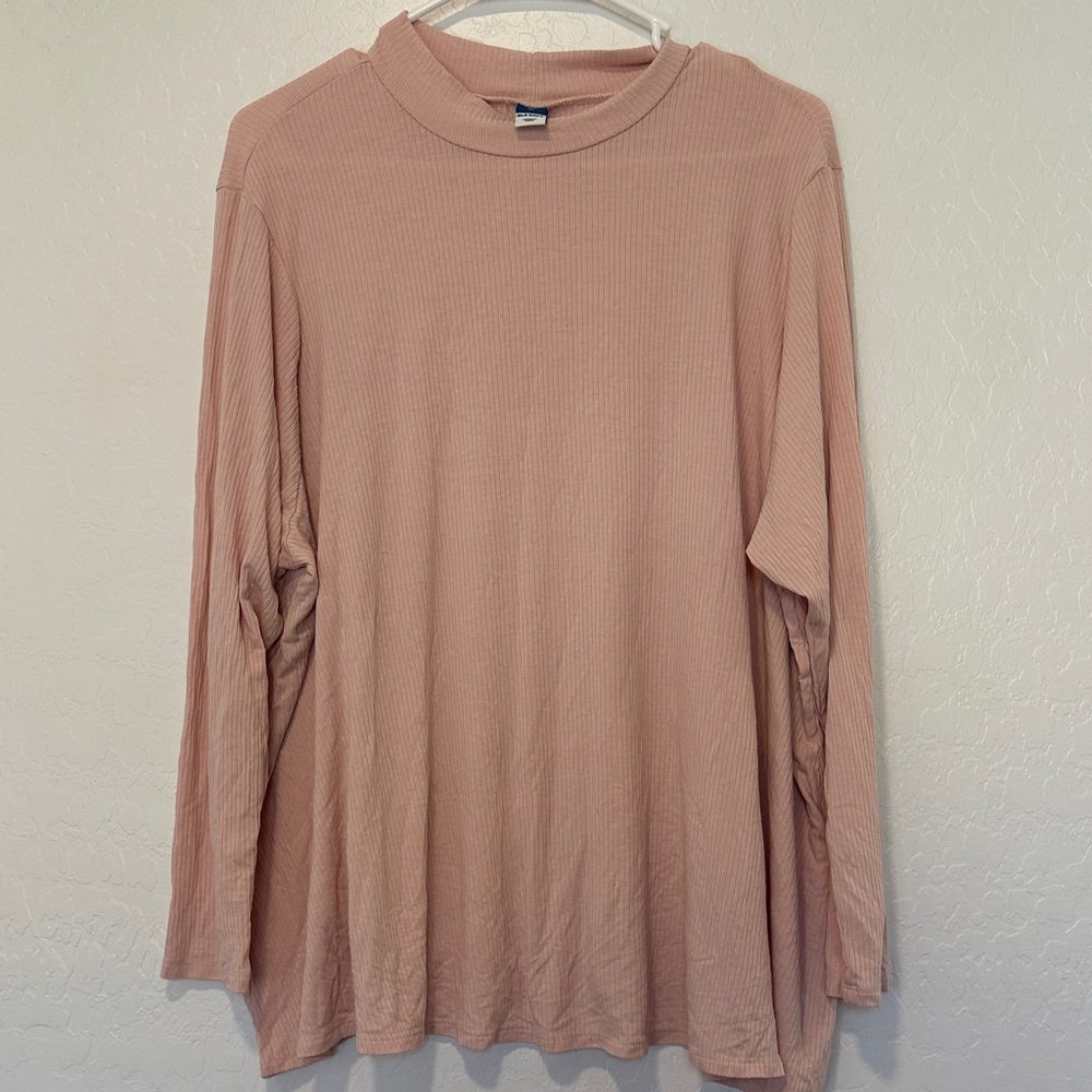 women’s plus 3X Pink Ribbed Top shirt lightweight‎ ribbed everyday comfy loose